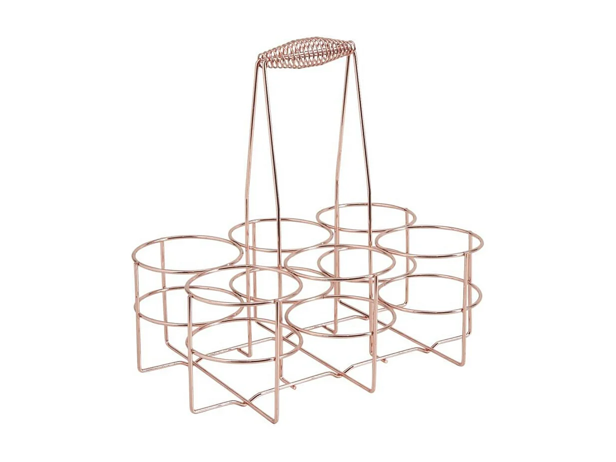 Cestino design a 6 bottiglie in metallo ramato 32 x 22 x 12-32 cm