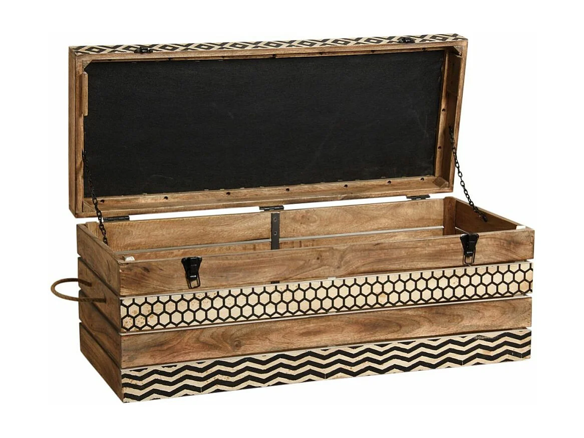 Coffre banc Zigzag en manguier et coton