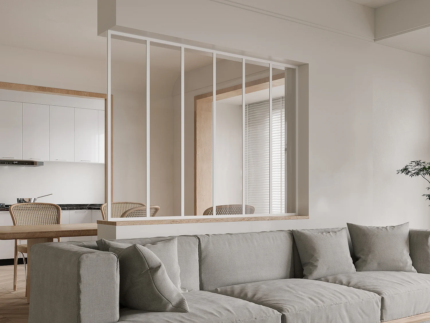 Endpfosten für Glaswand - Aluminium thermolackiert - H 130 cm - Weiß - BAYVIEW