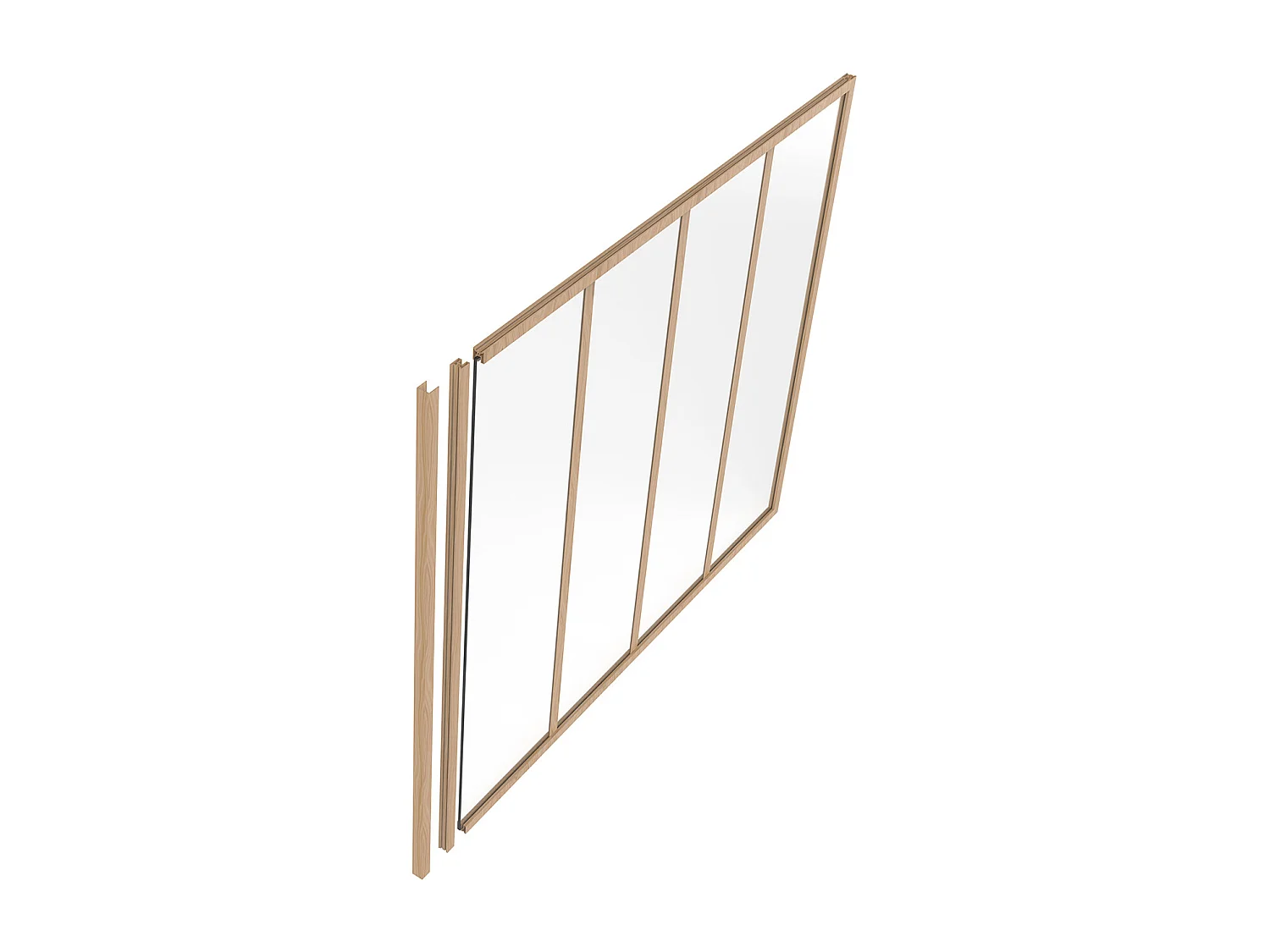 Poteau de terminaison pour verrière en aluminium thermolaqué - H130 cm - Naturel clair - BAYVIEW
