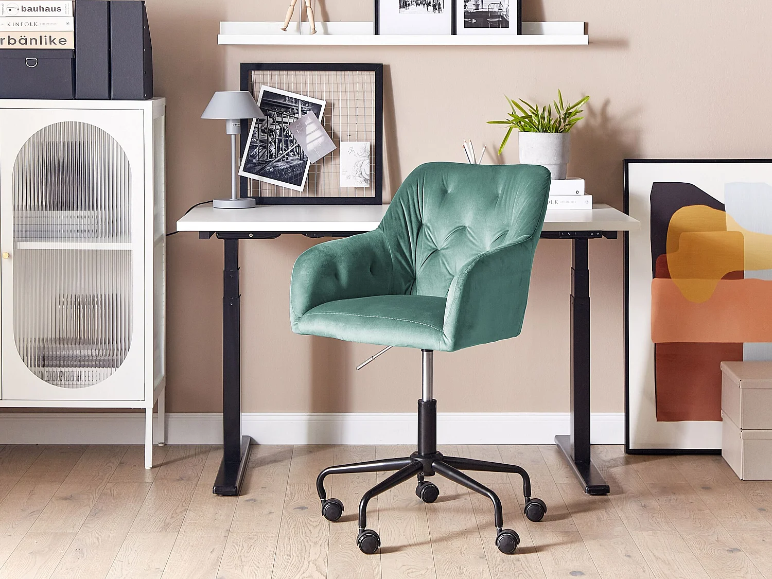 Bureaustoel fluweel mintgroen ANTARES