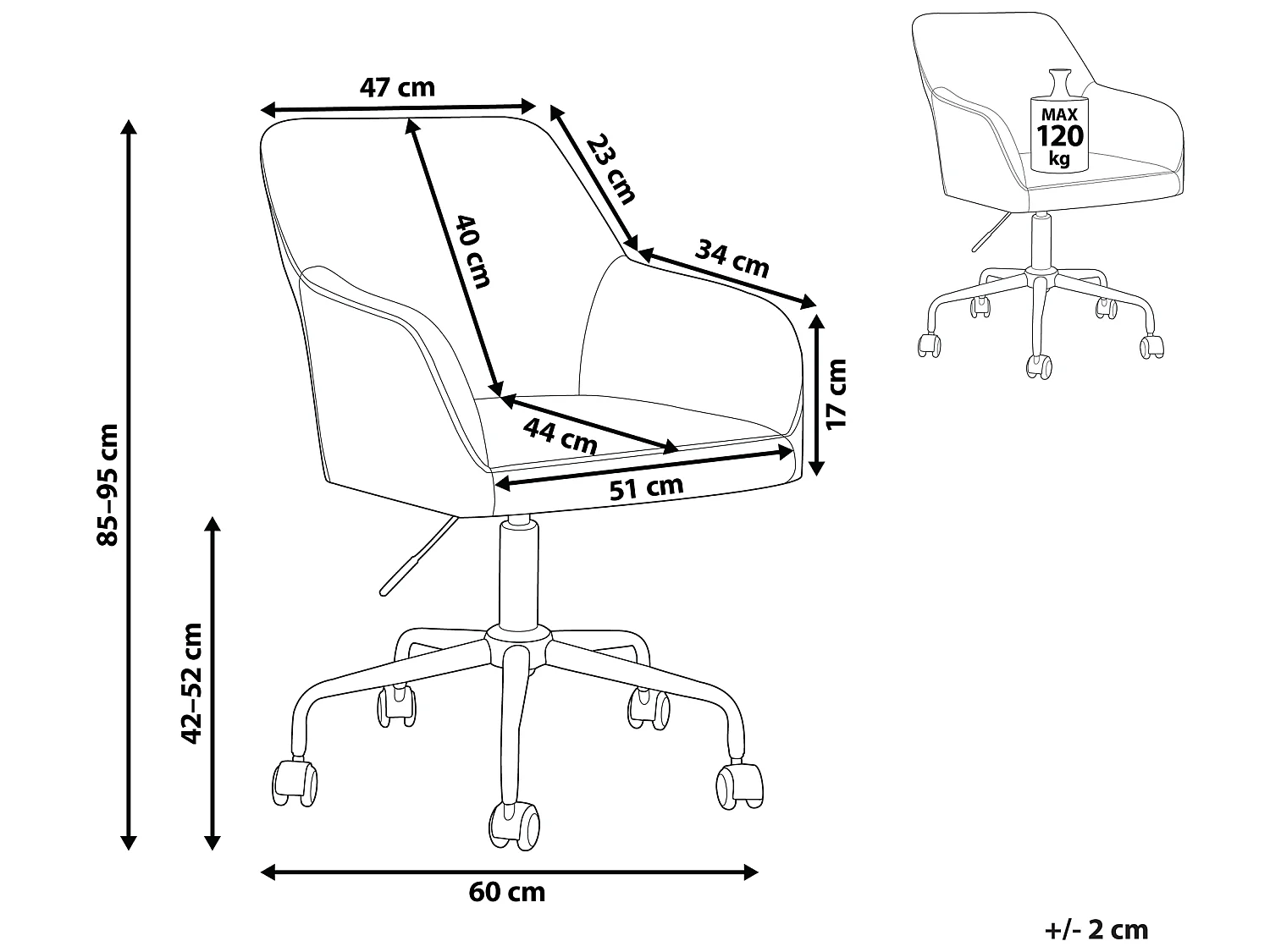 Bürostuhl Samtstoff mintgrün höhenverstellbar ANTARES