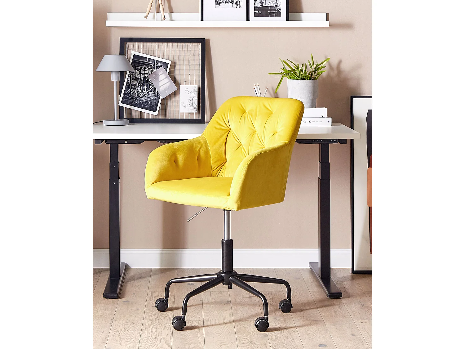 Chaise de bureau Velours Jaune ANTARES