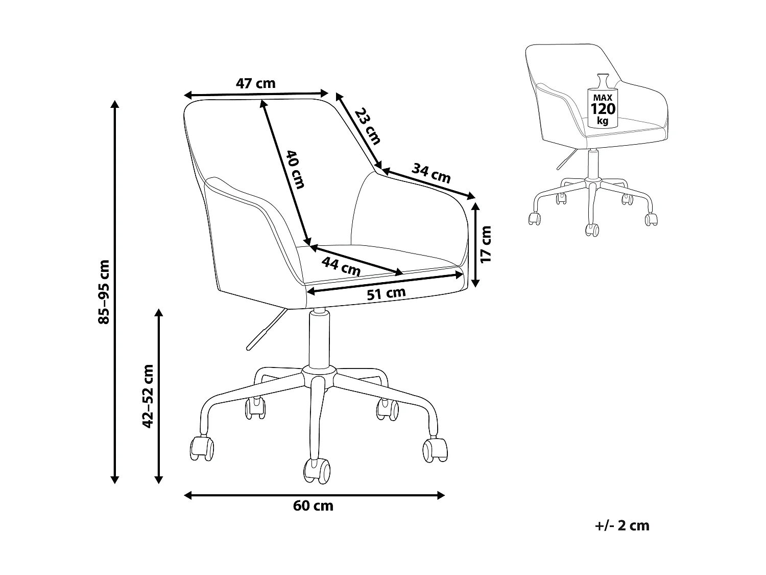 Chaise de bureau Velours Jaune ANTARES
