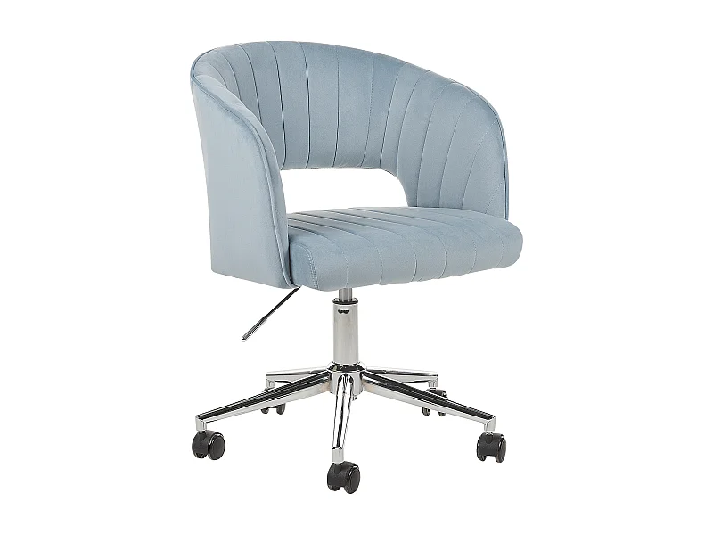 Bürostuhl mit Armlehnen Samt blau höhenverstellbar rollbar drehbar Katonah