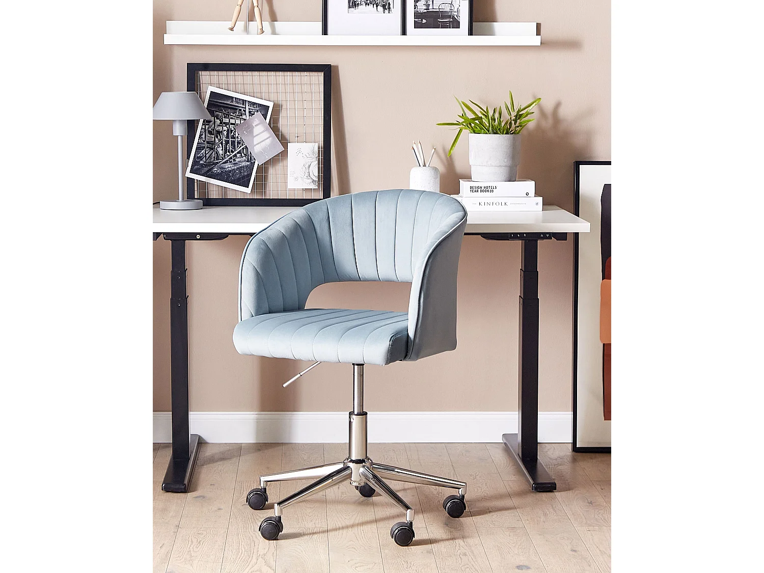 Chaise de bureau KATONAH Velours Bleu clair