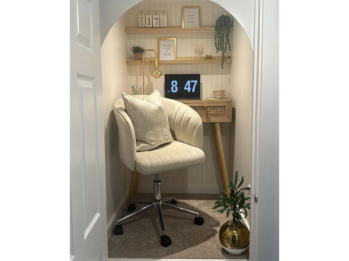 Chaise de bureau KATONAH Velours Beige clair