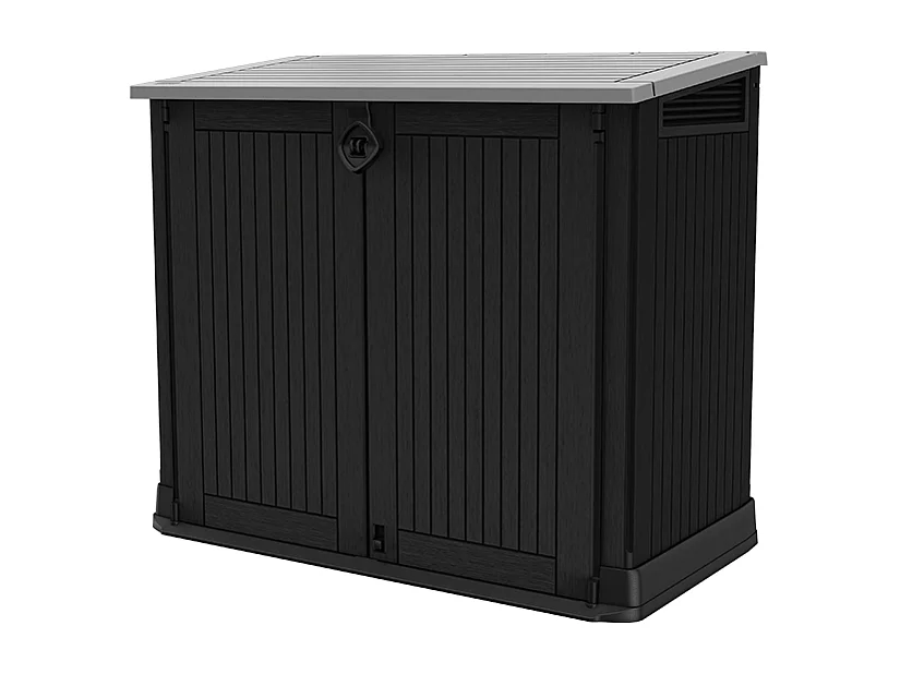 Coffre jardin en résine "Caracas" - 880L - 132 x 71.5 x 113.5 cm - Noir