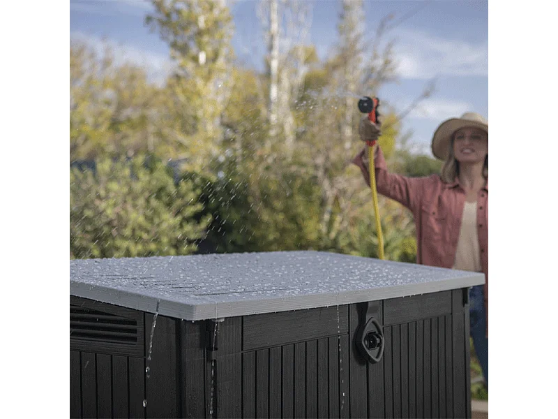 Gartenbox aus Harz "Caracas" - 880L - Schwarz - Abschließbar - Einfach zu montieren und zu transportieren