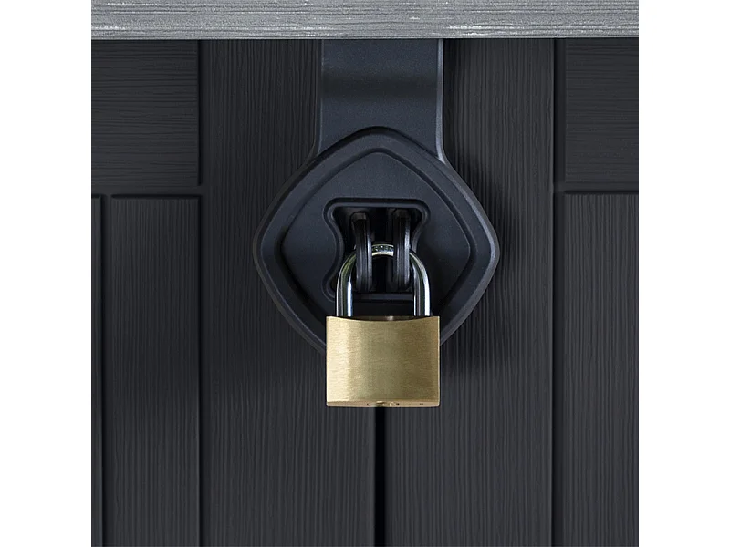 Gartenbox aus Harz "Caracas" - 880L - Schwarz - Abschließbar - Einfach zu montieren und zu transportieren