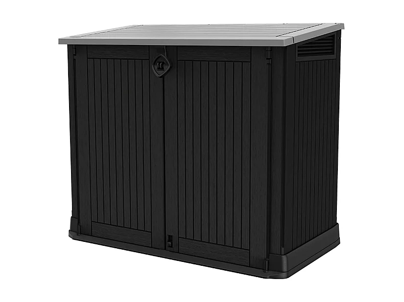 Gartenbox aus Harz "Caracas" - 880L - Schwarz - Abschließbar - Einfach zu montieren und zu transportieren