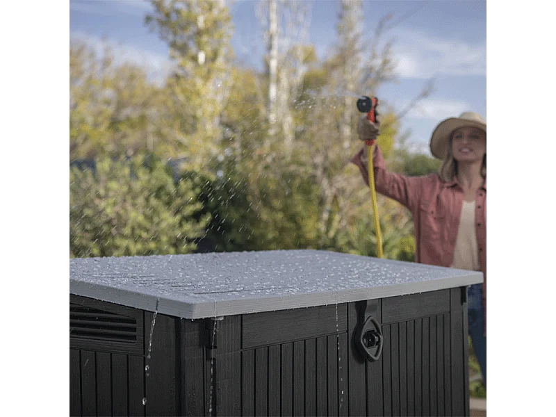 Gartenbox aus Harz "Caracas" - 880L - Schwarz - Abschließbar - Einfach zu montieren und zu transportieren