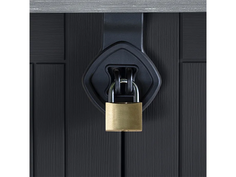 Gartenbox aus Harz "Caracas" - 880L - Schwarz - Abschließbar - Einfach zu montieren und zu transportieren