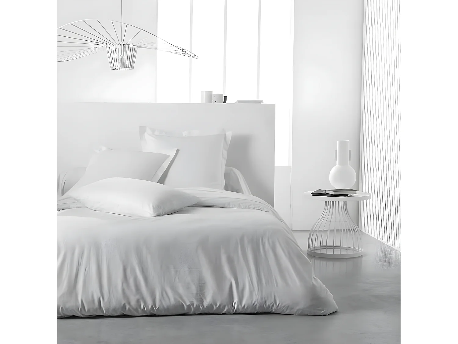 Taie d’oreiller / quadrant 100% coton, qualité 144 fils. En couleurs unies. Blanc 50x70cm