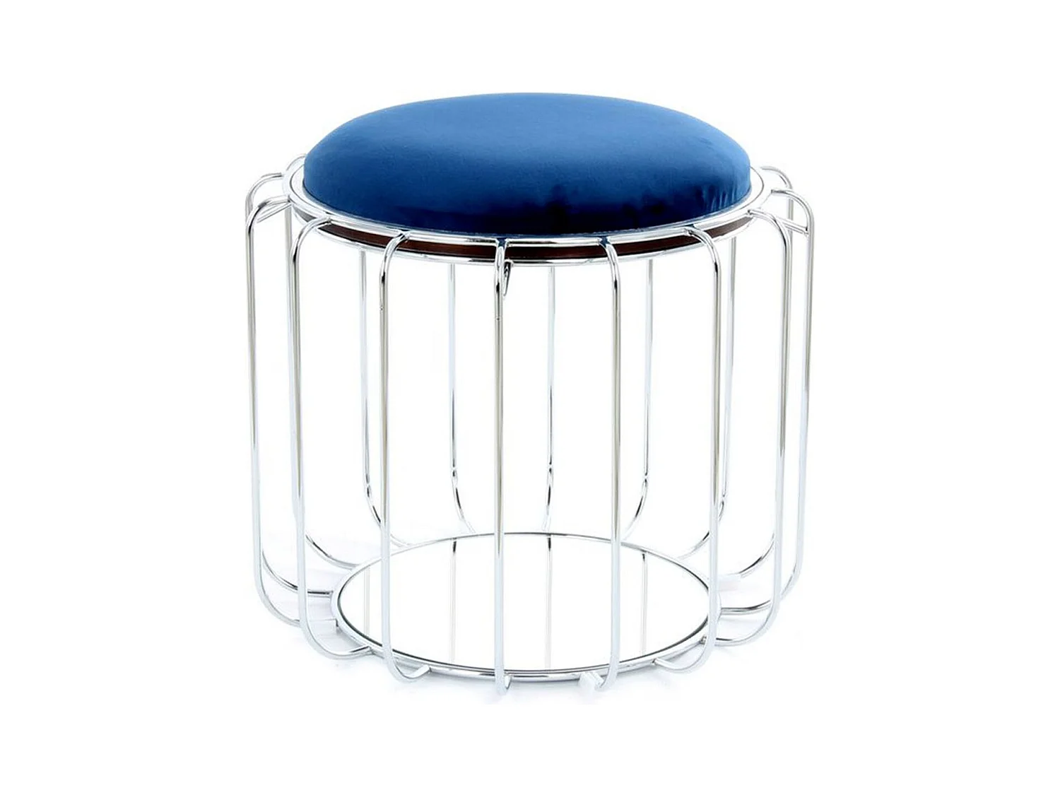 Pouf & Table d'Appoint "Comfortable" 50cm Bleu & Argent