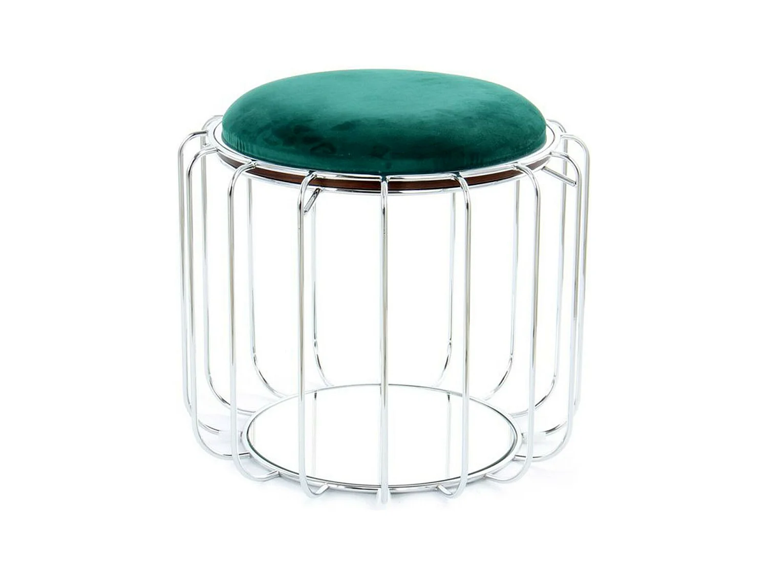 Pouf & Table d'Appoint "Comfortable" 50cm Vert & Argent