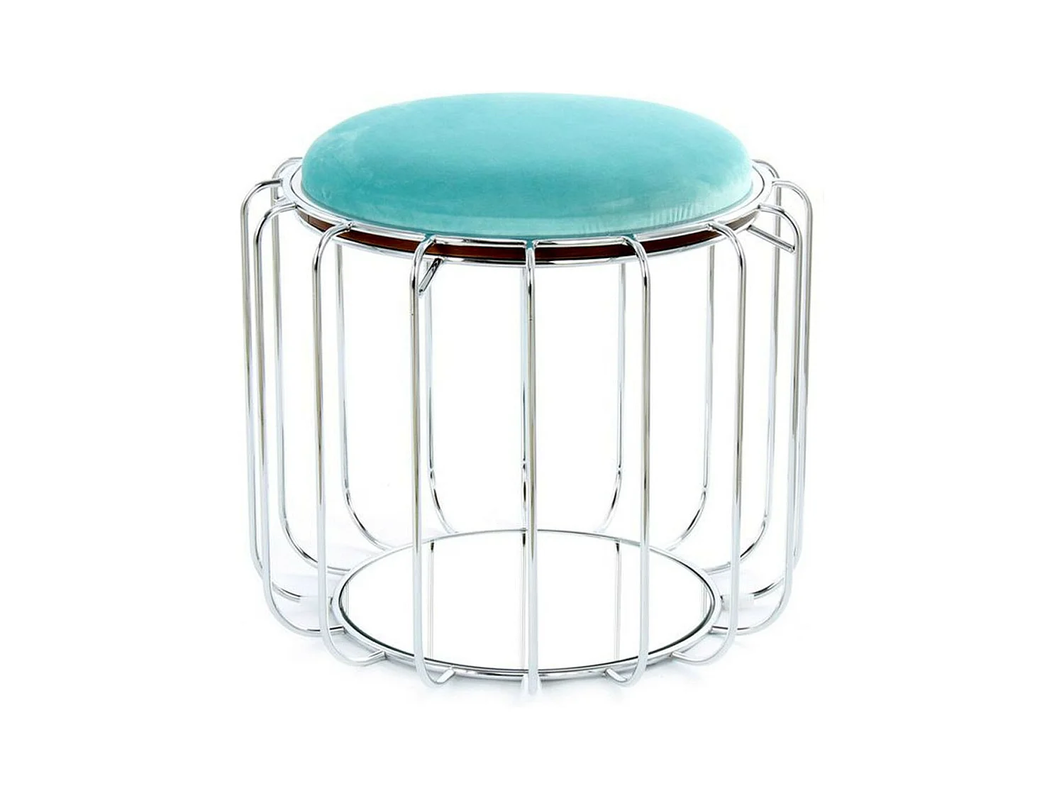 Pouf & Table d'Appoint "Comfortable" 50cm Menthe & Argent