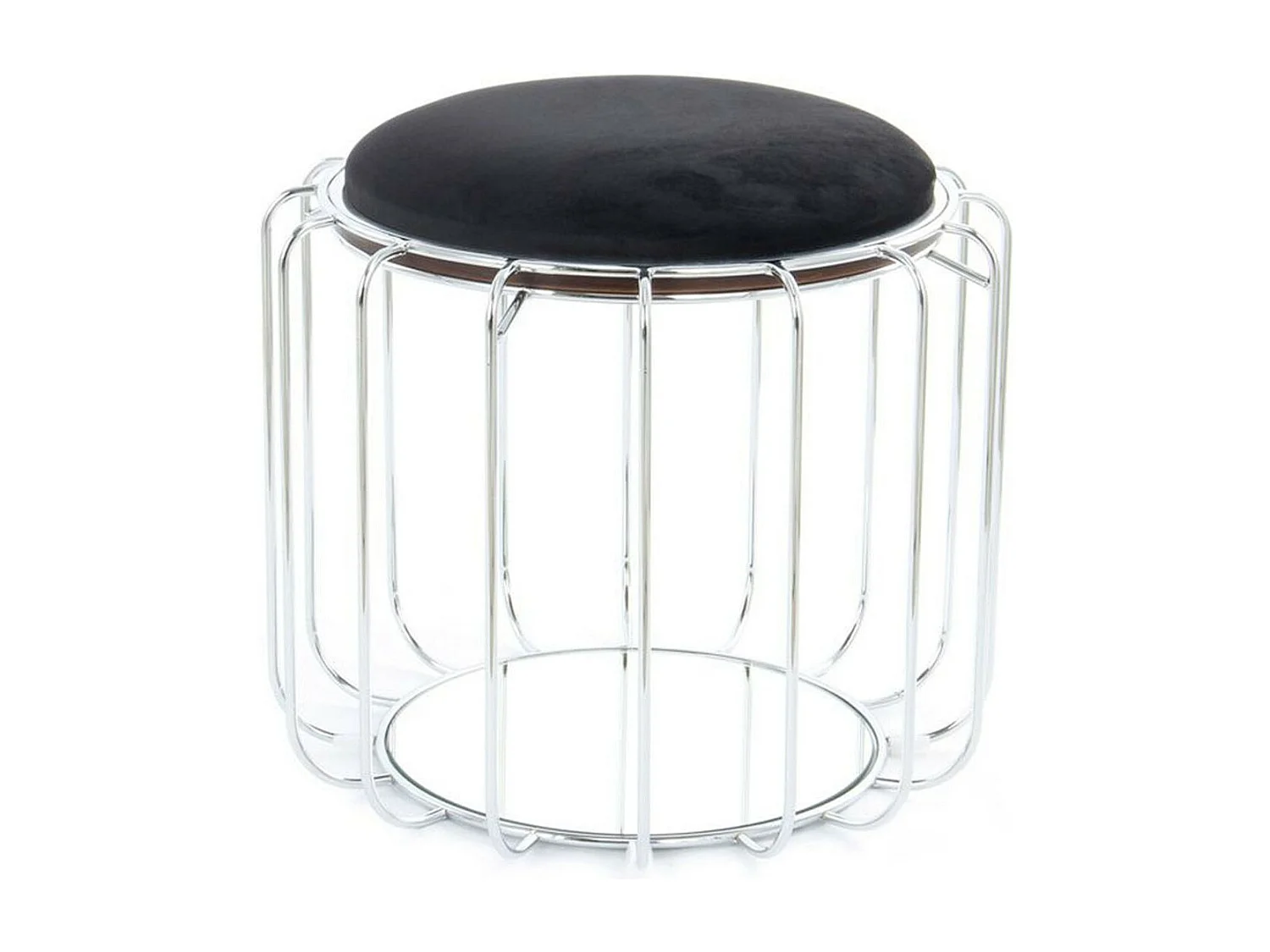 Pouf & Table d'Appoint "Comfortable" 50cm Noir & Argent