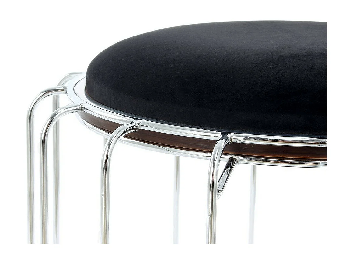 Pouf & Table d'Appoint "Comfortable" 50cm Noir & Argent