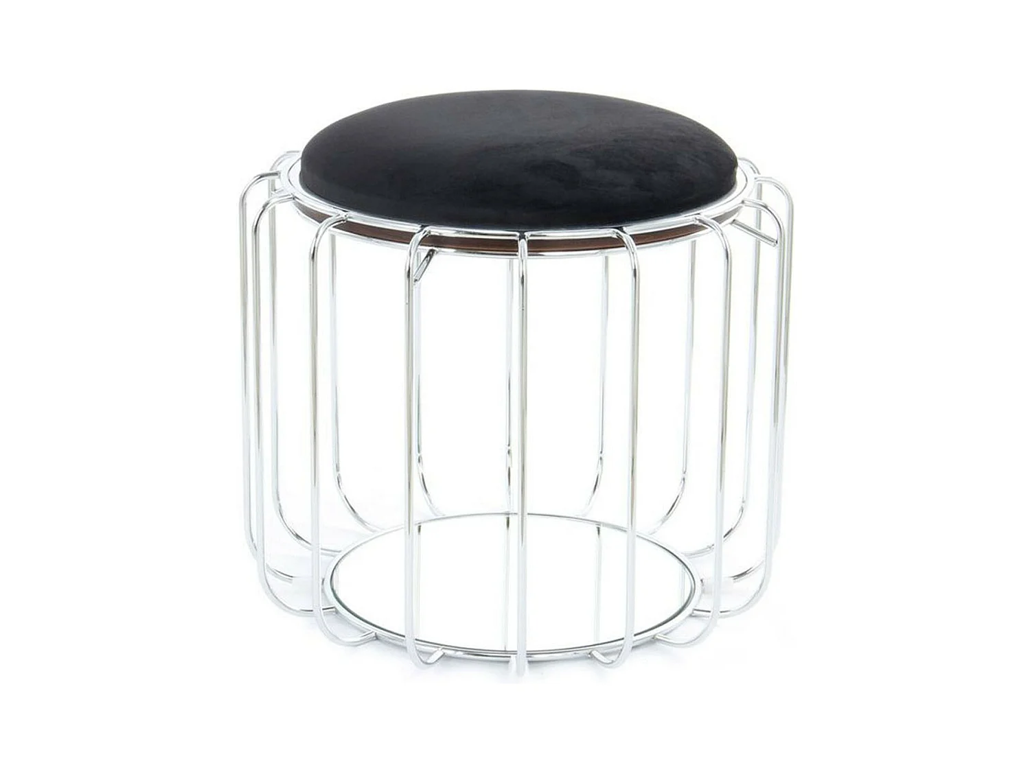 Pouf & Table d'Appoint "Comfortable" 50cm Noir & Argent