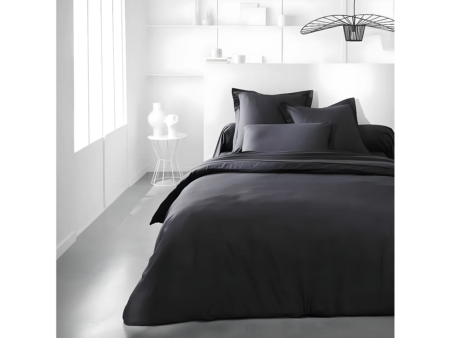 Federa / quadrante 100% cotone, qualità 144 fili. In tinta unita. Carbonio 60x60cm