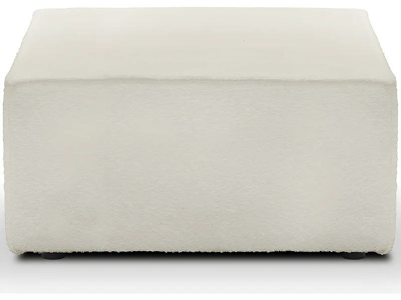 Pouf en tissu bouclette écru - Harper