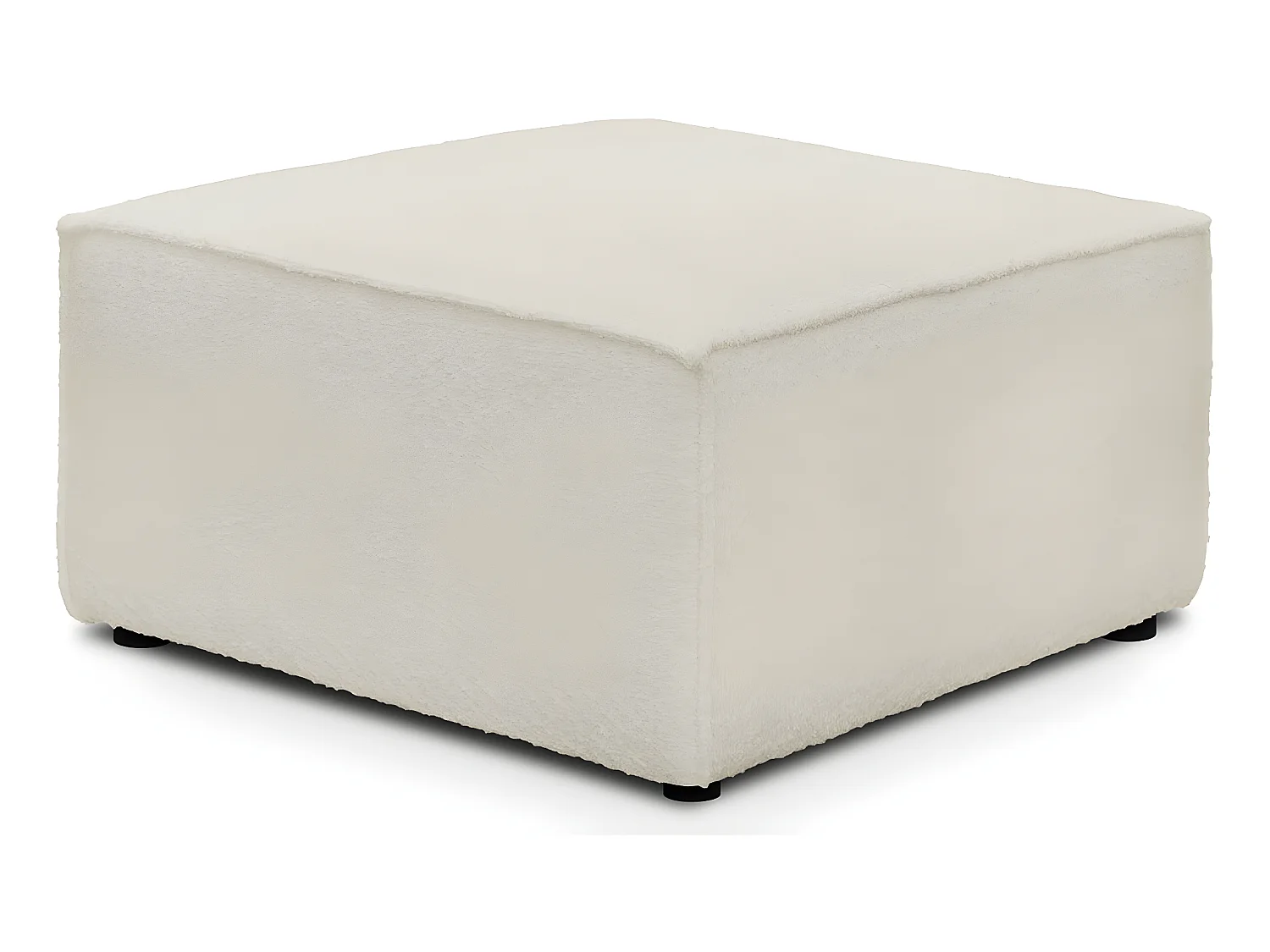 Pouf en tissu bouclette écru - Harper