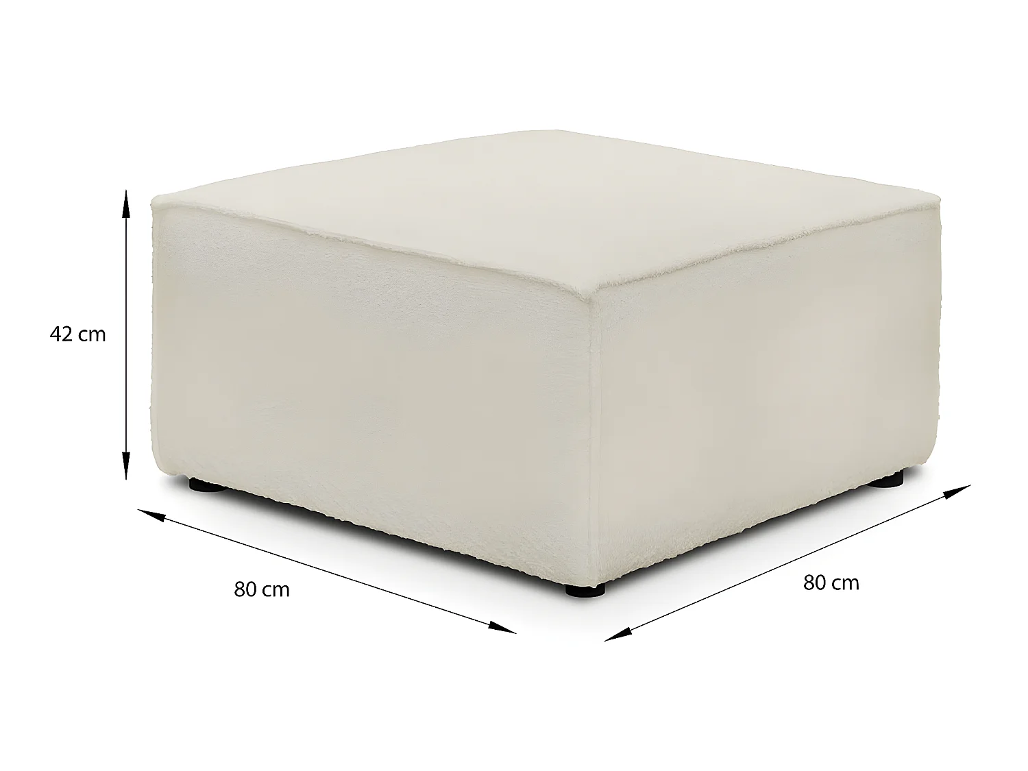 Pouf en tissu bouclette écru - Harper