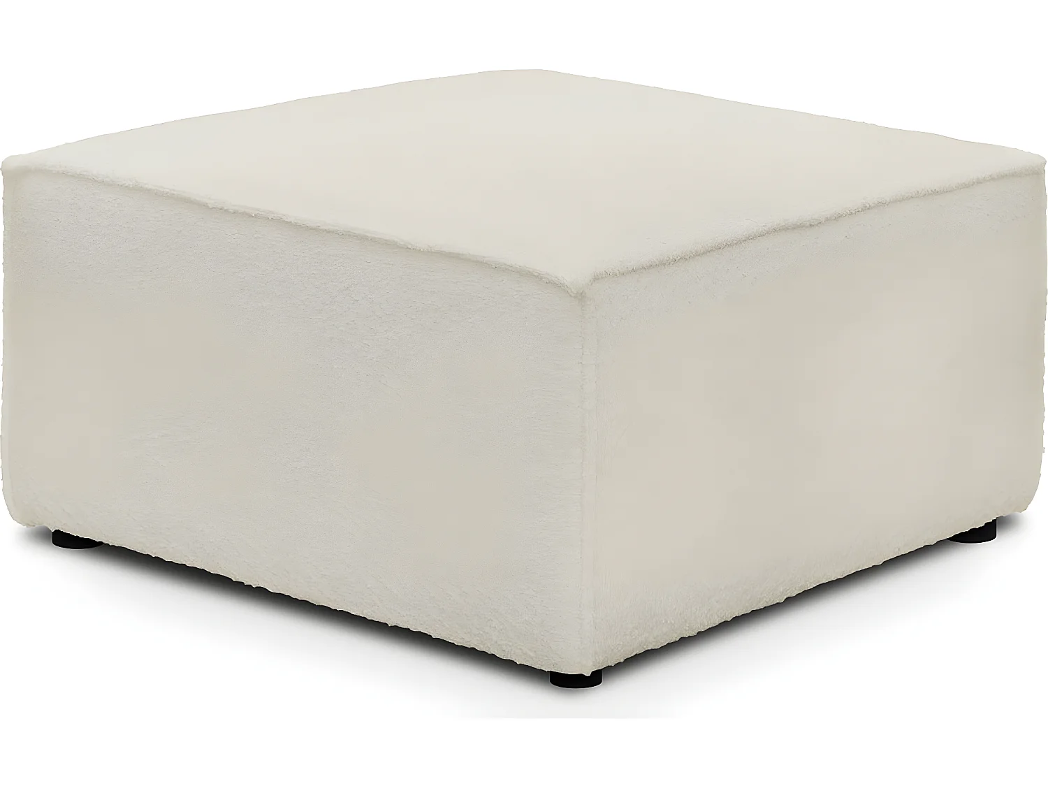 Pouf en tissu bouclette écru - Harper