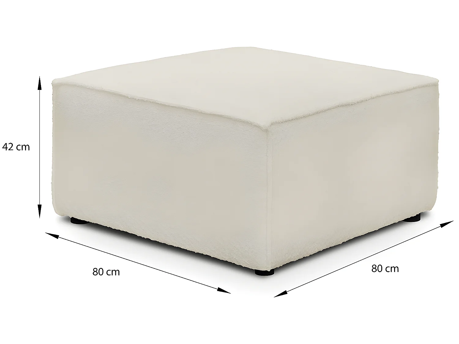 Pouf en tissu bouclette écru - Harper