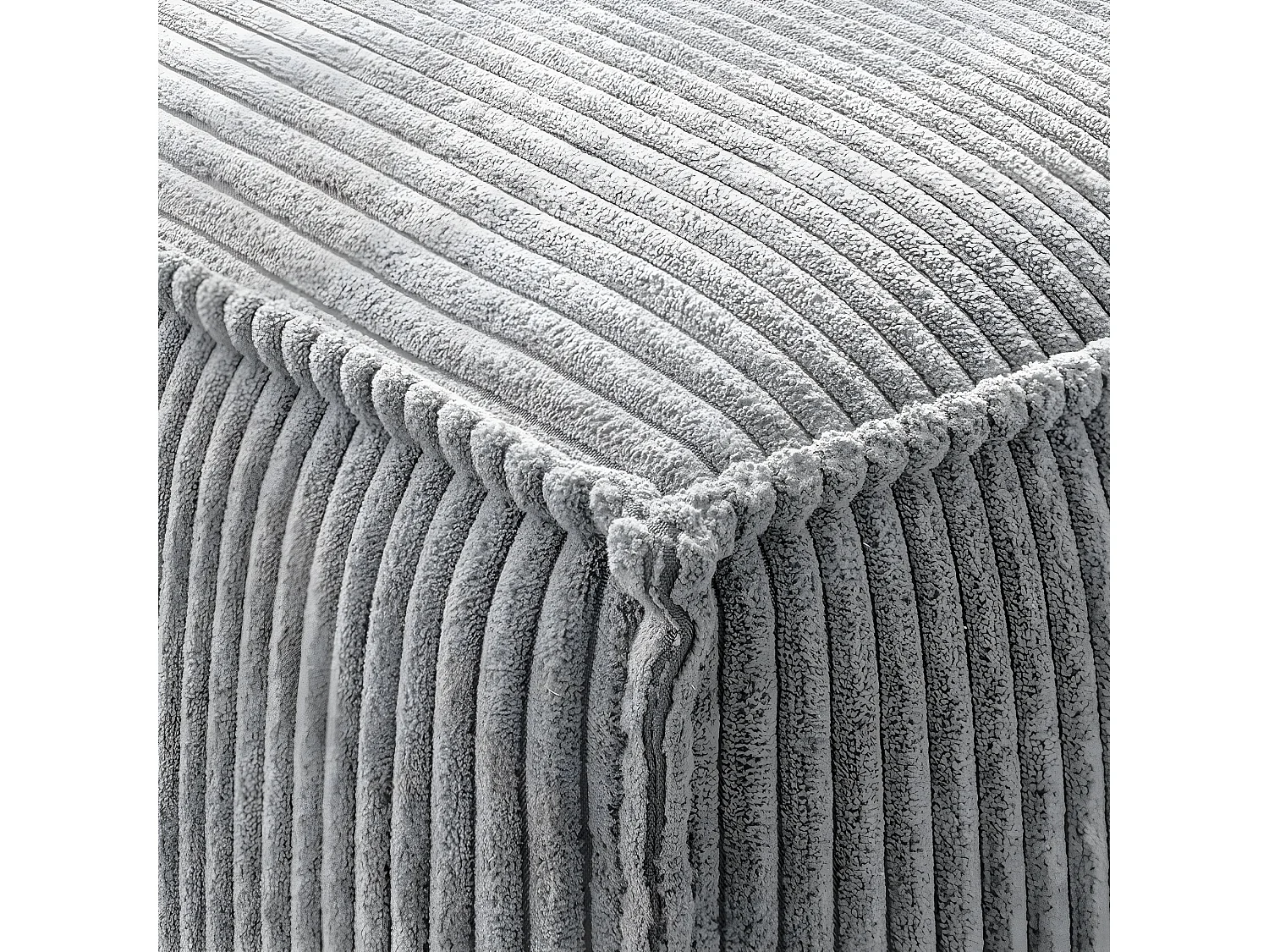 Pouf en velours côtelé gris clair - Harper