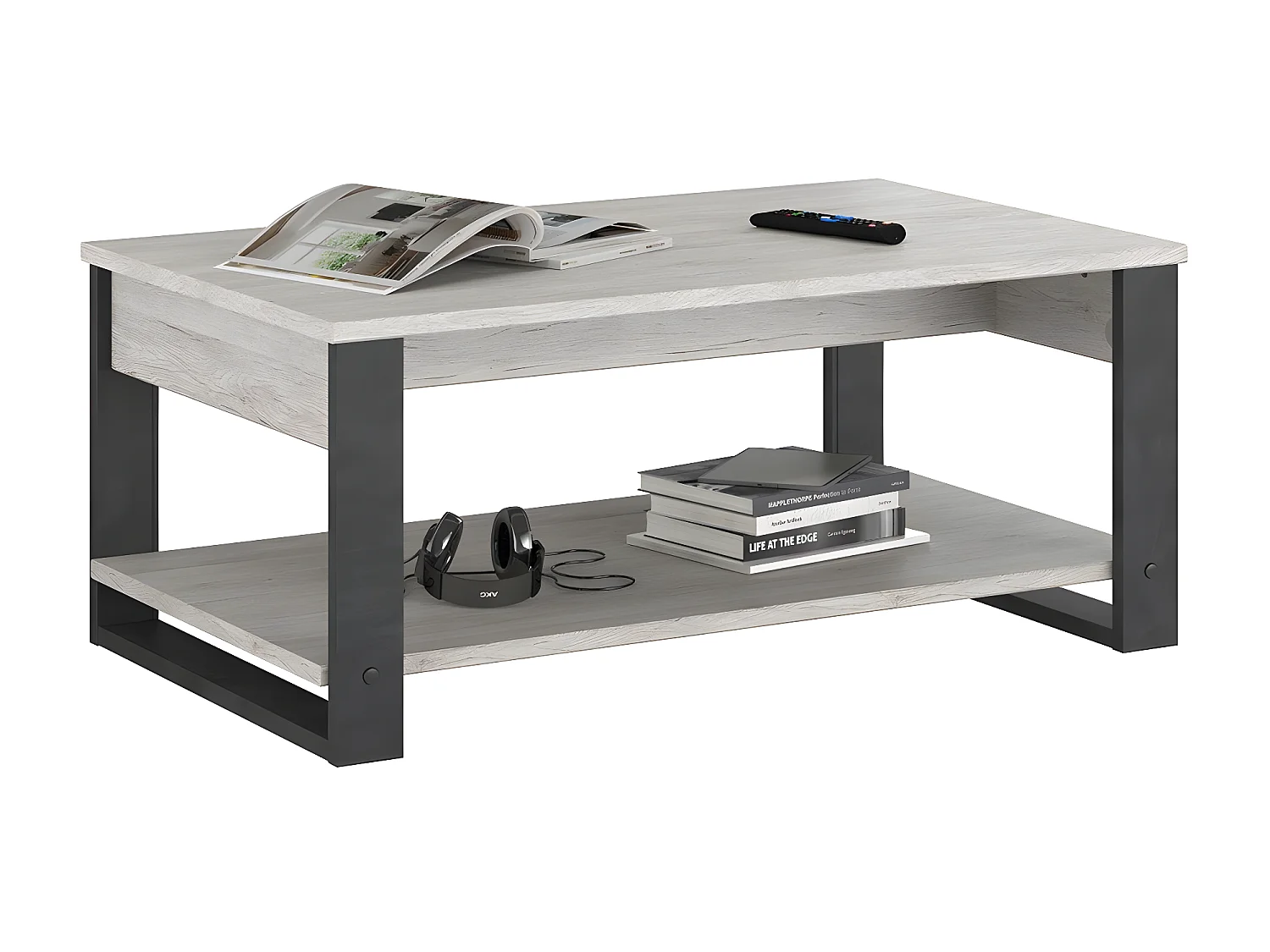 Table Basse Décor Chêne et Gris Métal - JULES
