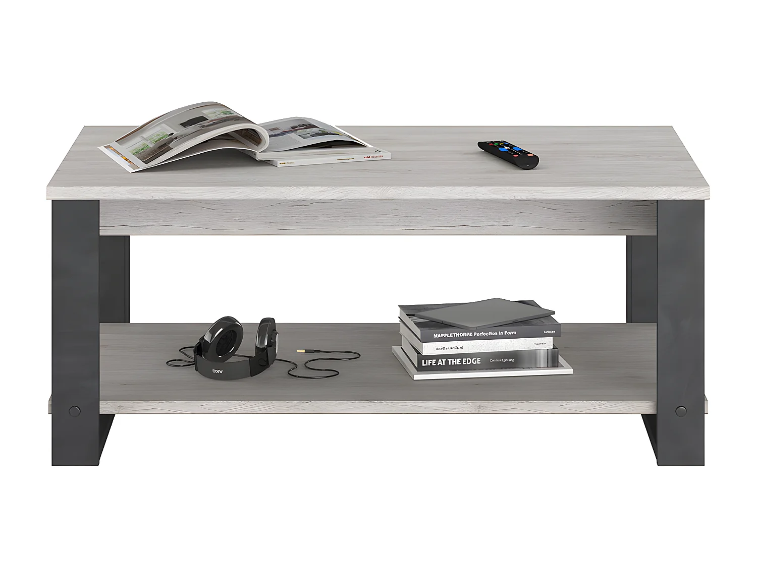 Table Basse Décor Chêne et Gris Métal - JULES