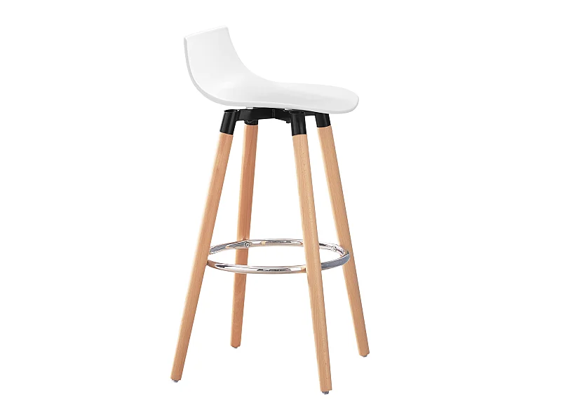 SoBuy Sgabello da bar con poggiapiedi Sgabello da bancone con schienale Gambe in faggio bianco altezza seduta: 70cm FST86-W