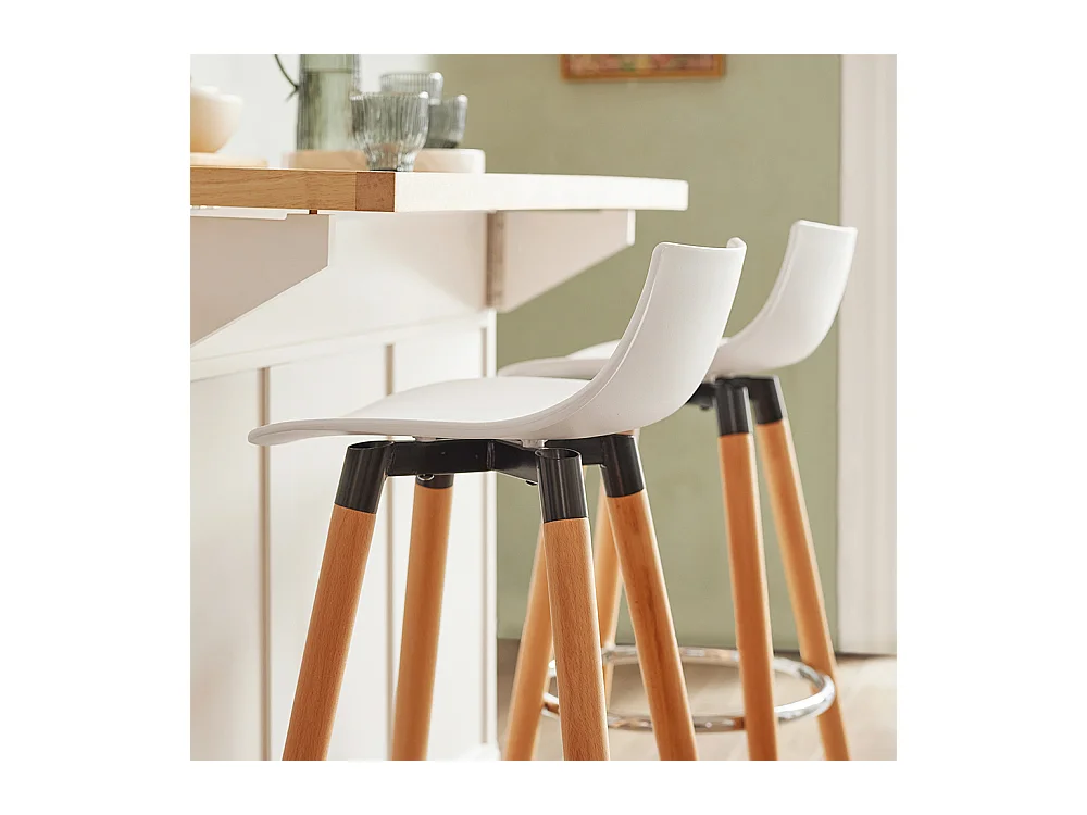 Tabouret de Bar Tabouret Haut de Bistrot Cuisine Chaise de Bar avec Repose-Pieds et Dossier, FST86-W