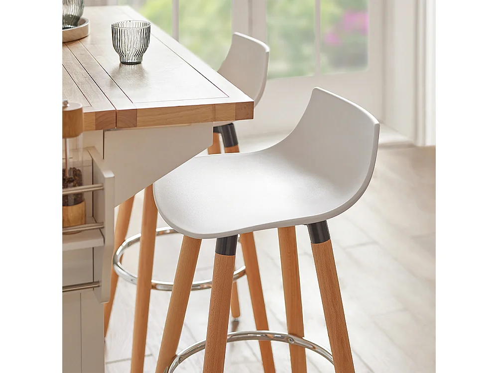 Tabouret de Bar Tabouret Haut de Bistrot Cuisine Chaise de Bar avec Repose-Pieds et Dossier, FST86-W