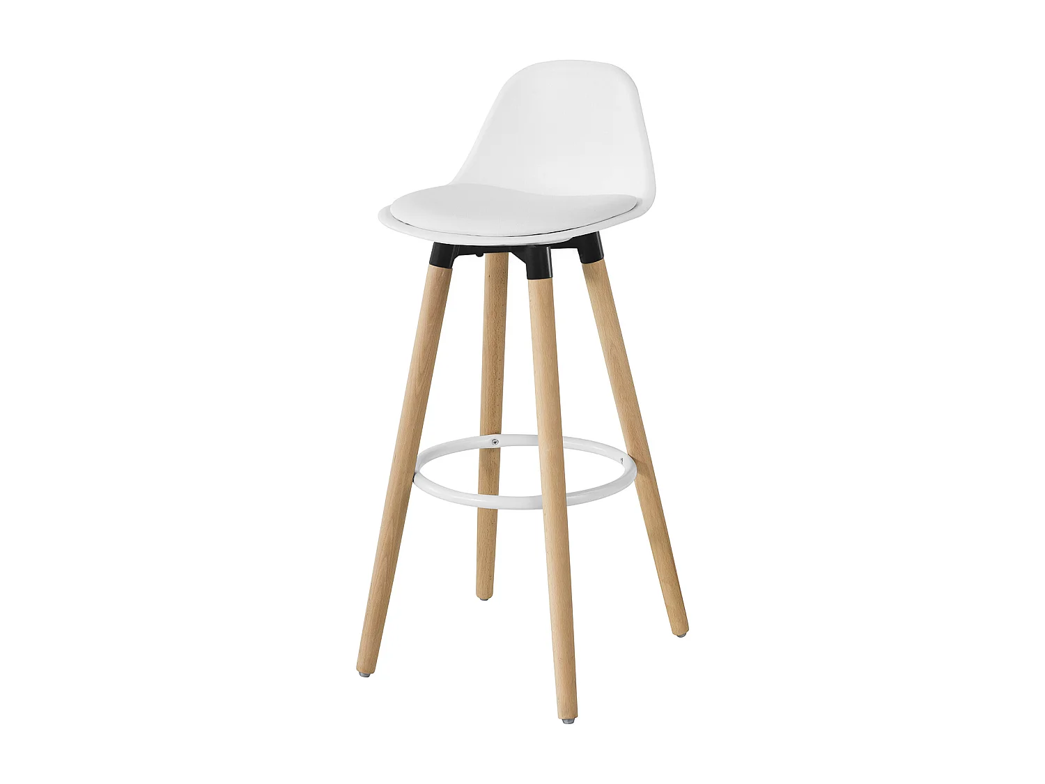 SoBuy FST70-W Barkruk Voetsteun met Rugleuning Witte Beuken Poten Zithoogte 71cm Wit