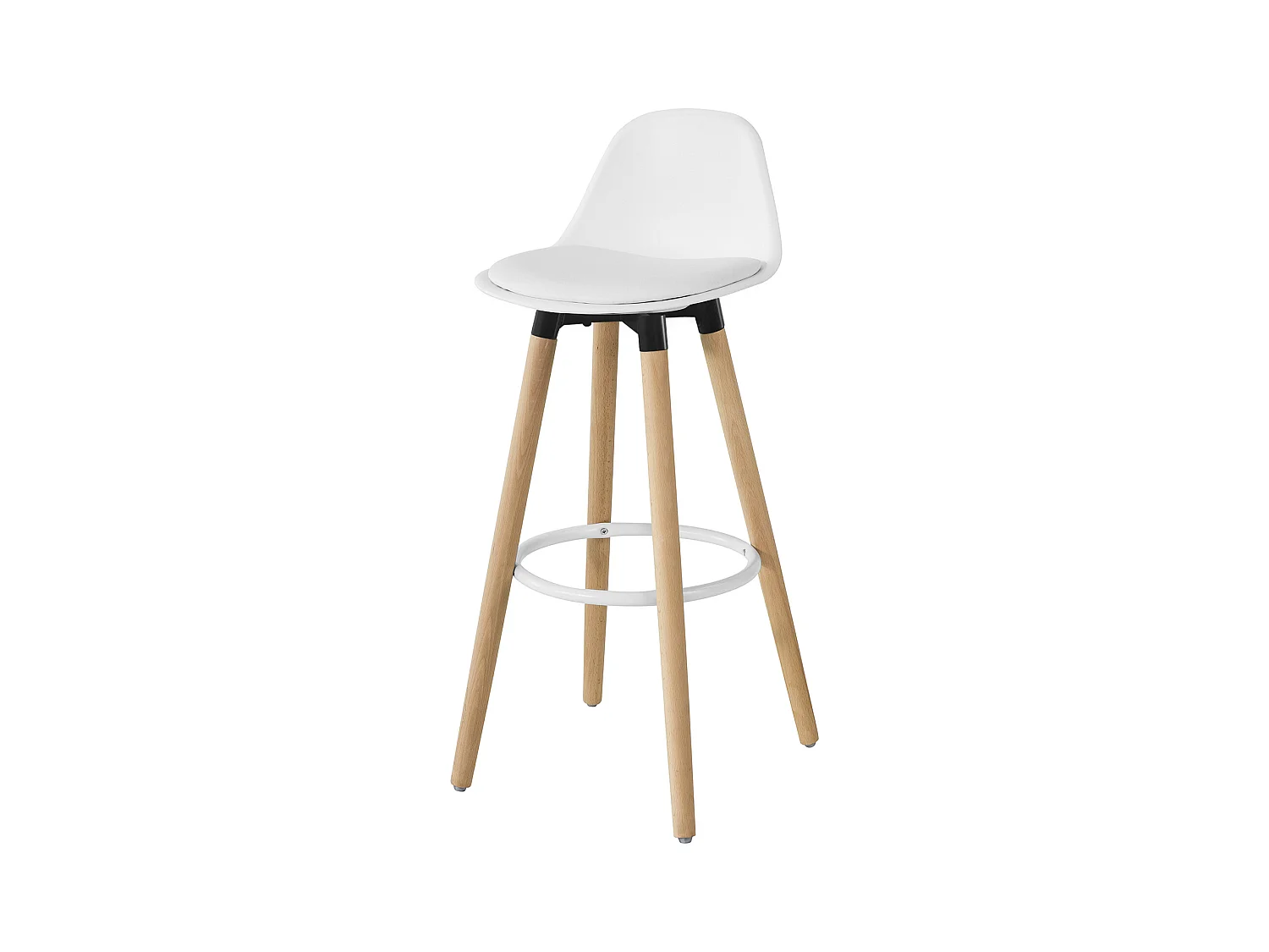 Tabouret de Bar avec Repose-Pieds et Dossier en Hêtre Blanc - Hauteur d'assise 71 cm, FST70-W