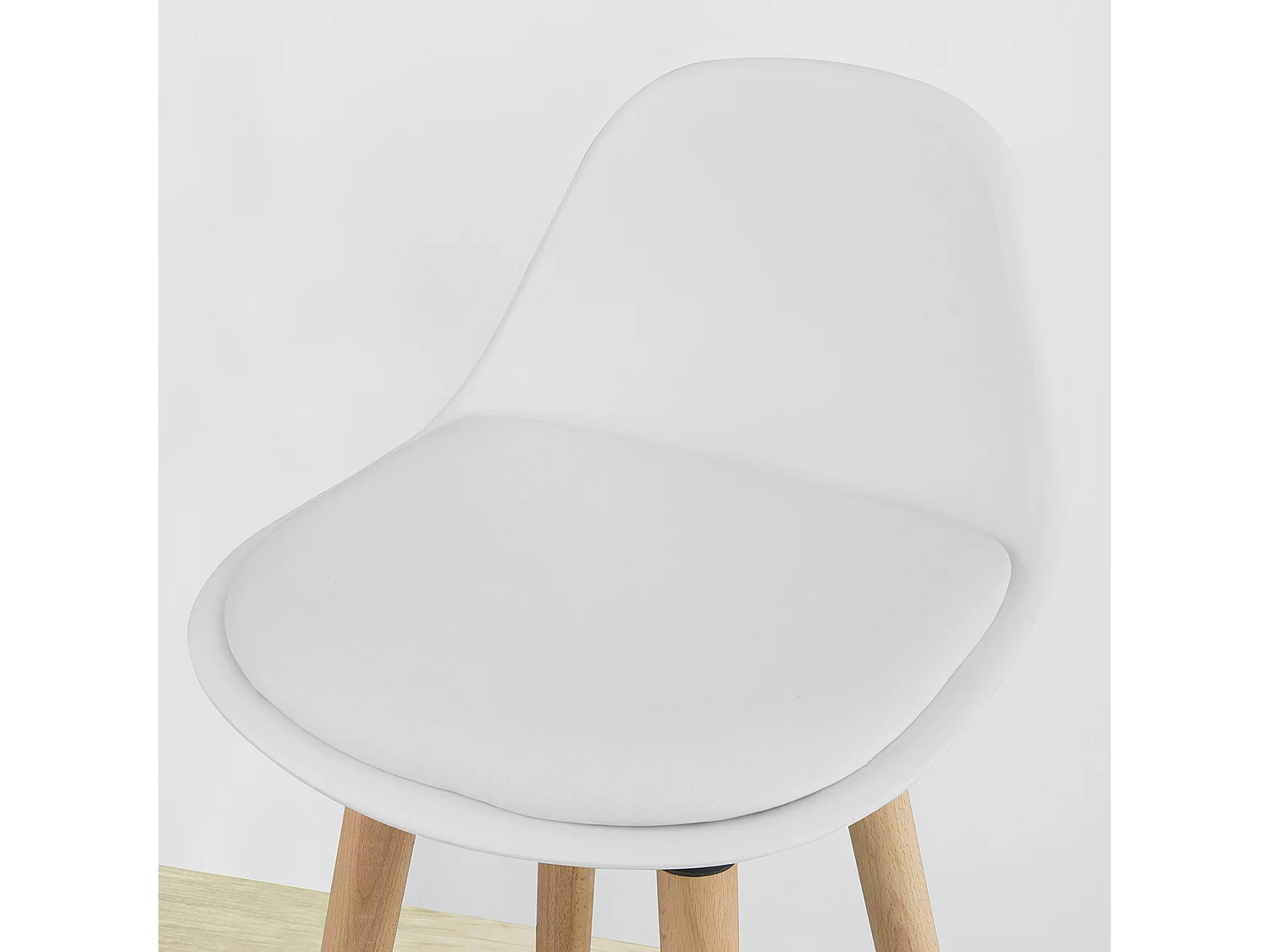Tabouret de Bar avec Repose-Pieds et Dossier en Hêtre Blanc - Hauteur d'assise 71 cm, FST70-W