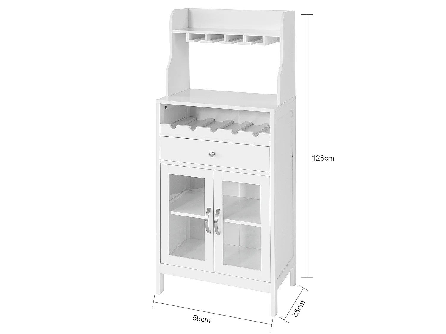 Buffet Commode Armoire de Rangement avec Porte-Bouteilles Casier à Bouteilles Range, FSB24-W