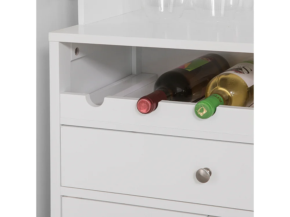 Buffet Commode Armoire de Rangement avec Porte-Bouteilles Casier à Bouteilles Range, FSB24-W