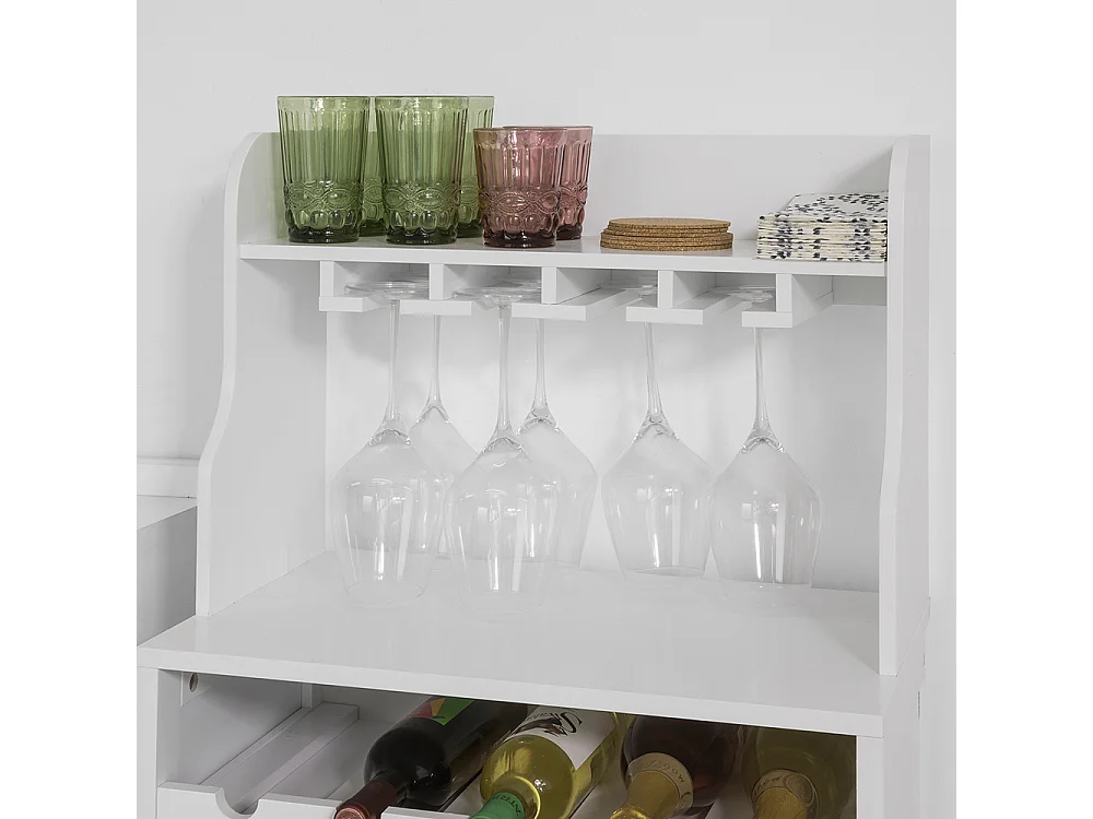 Buffet Commode Armoire de Rangement avec Porte-Bouteilles Casier à Bouteilles Range, FSB24-W