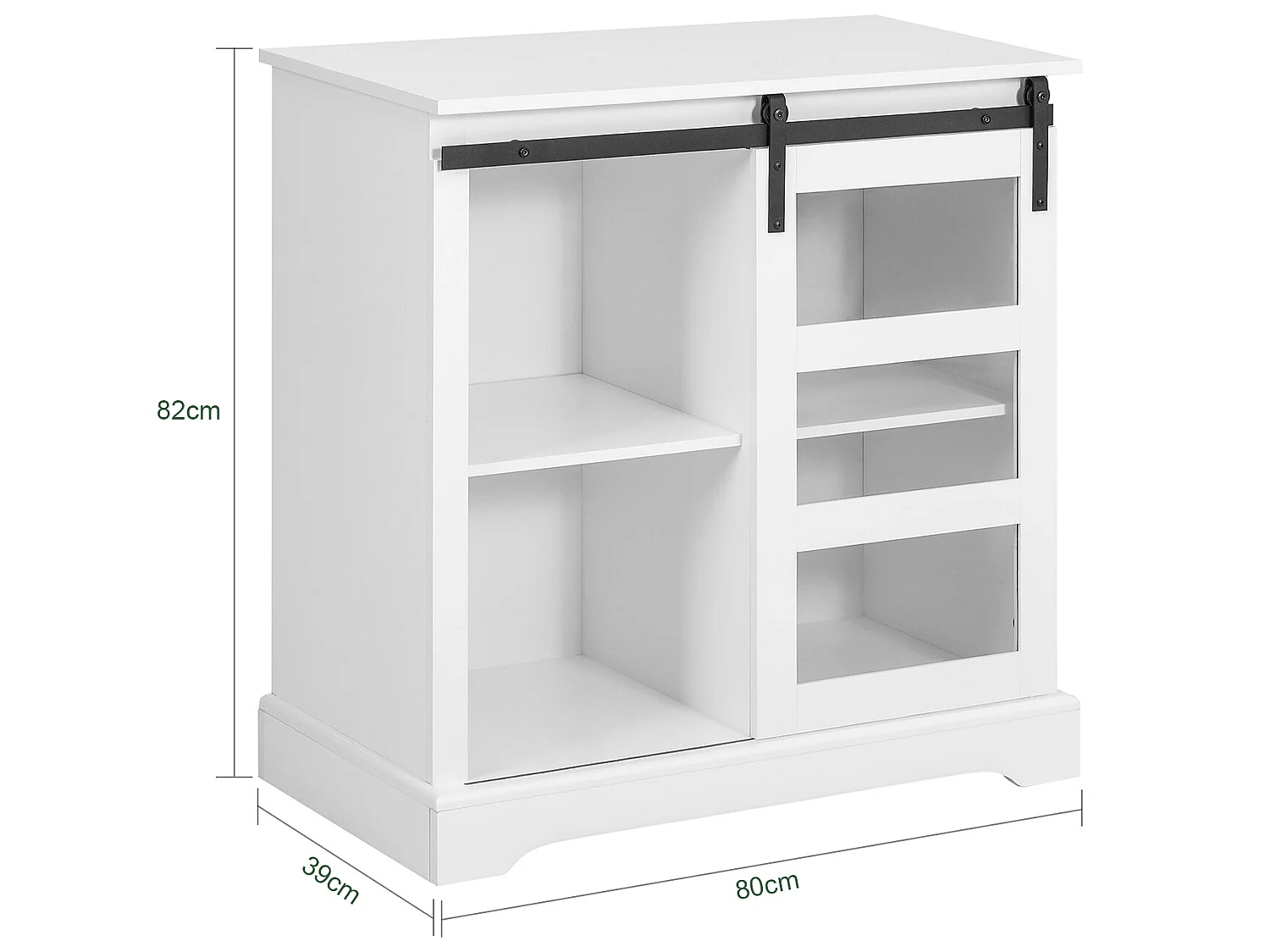 Buffet Commode avec Porte de Grange Coulissante à 2 Niveaux, FSB46-W