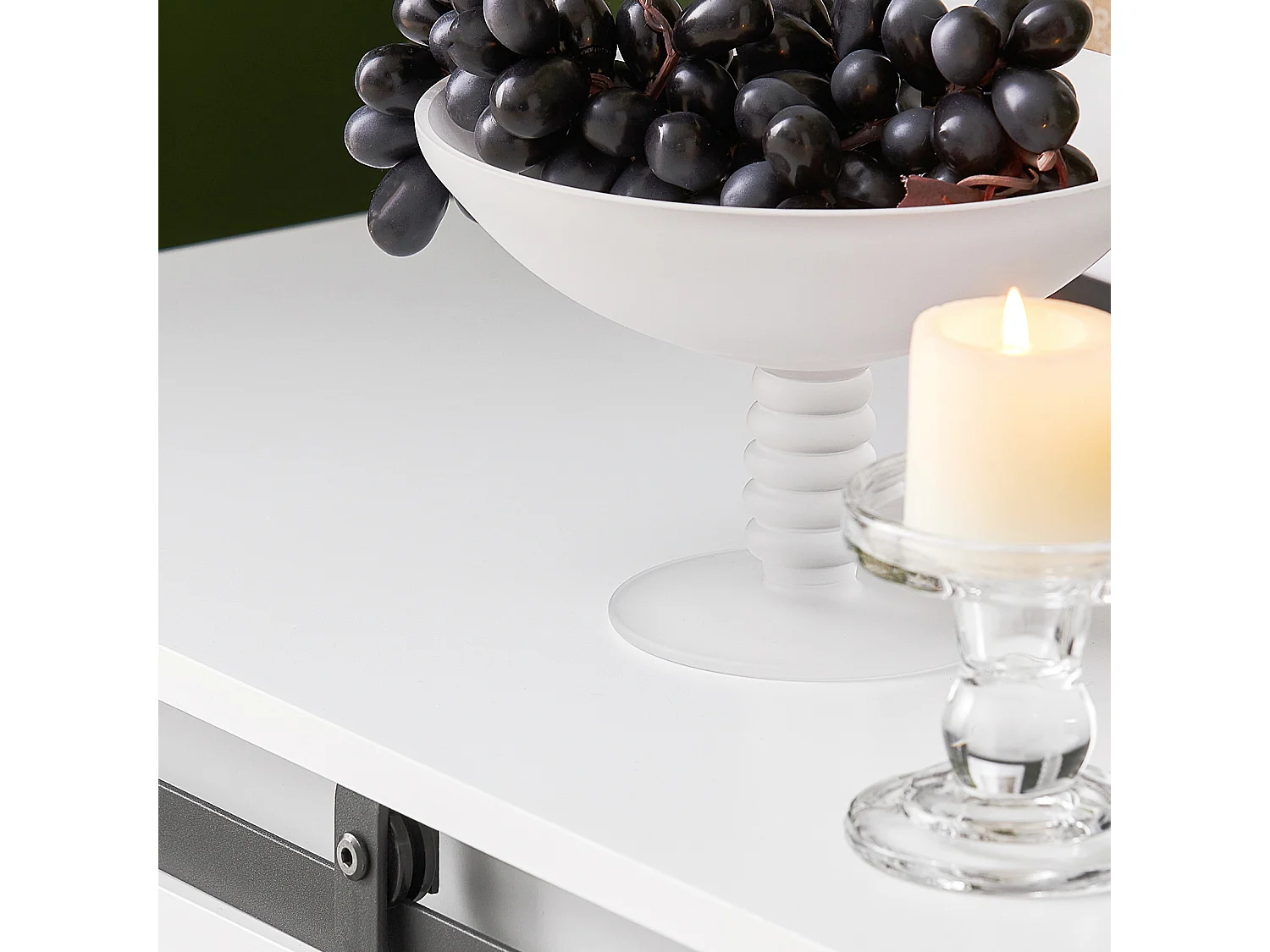 Buffet Commode avec Porte de Grange Coulissante à 2 Niveaux, FSB46-W