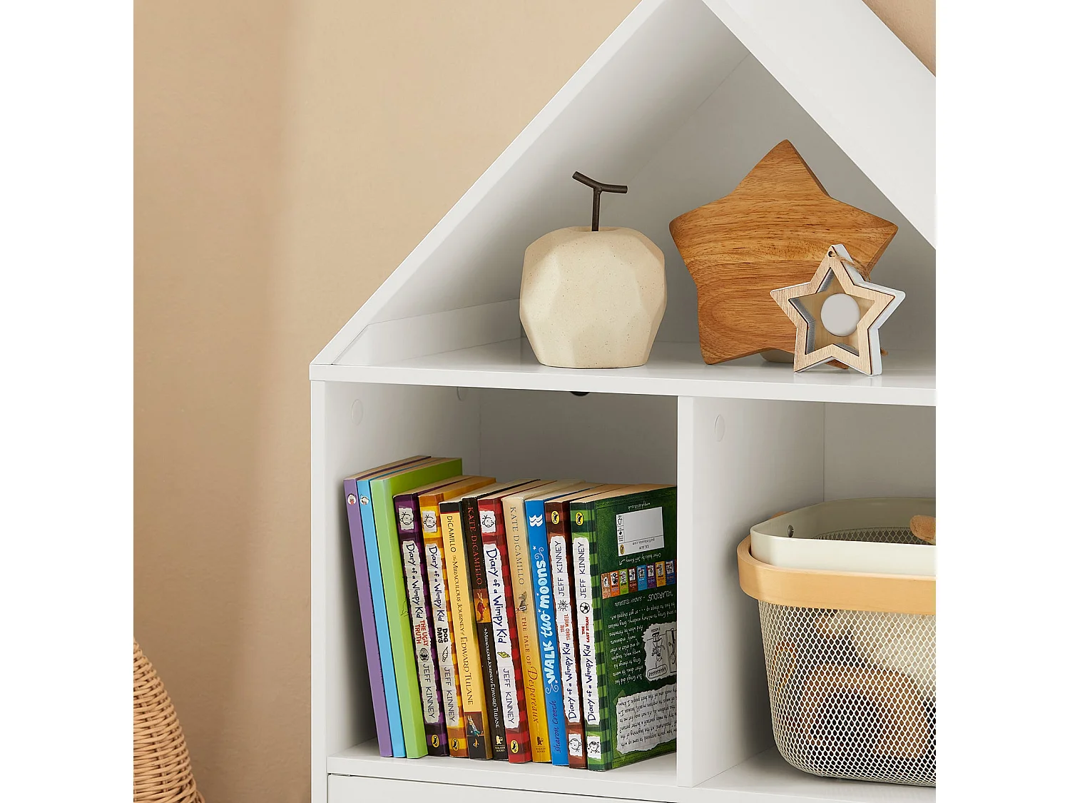 Bibliothèque Enfant sur Pieds avec 1 Regard de Château, 2 Compartiments et 2 Portes, KMB58-W