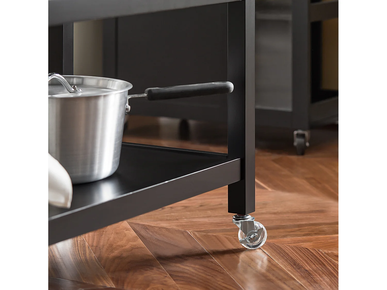 SoBuy FKW47-SCH Keukentrolley met roestvrij stalen plaat gangkast sideboard bijzettafel