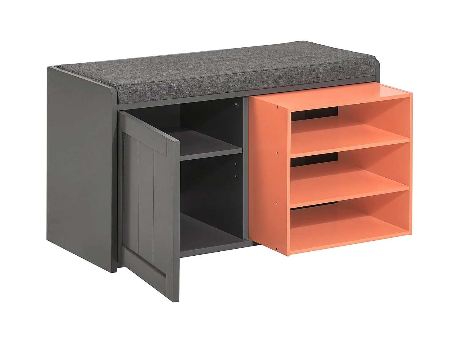 SoBuy FSR109-HG Schoenenbank Schoenenkast Schoenenkist Hal met gewatteerd kussen en verwijderbare plank - 80x36x43cm