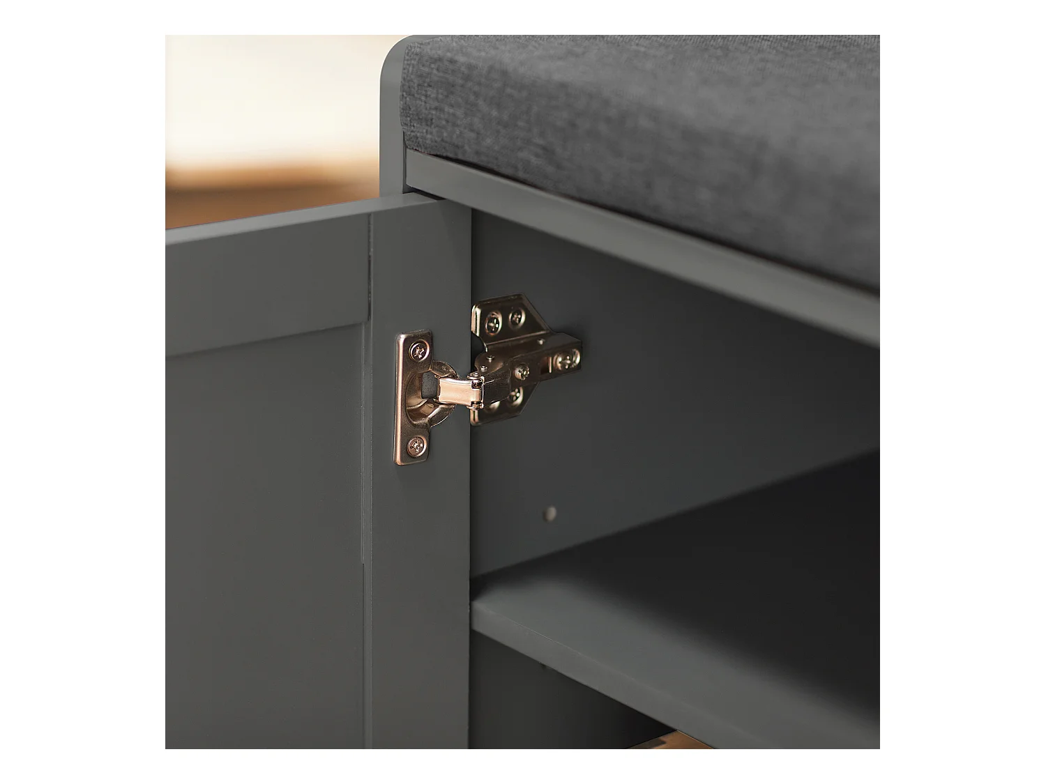 SoBuy FSR109-HG Schoenenbank Schoenenkast Schoenenkist Hal met gewatteerd kussen en verwijderbare plank - 80x36x43cm