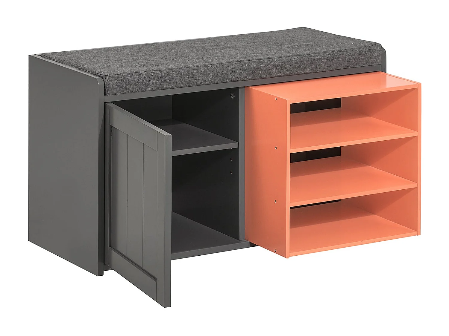 SoBuy FSR109-HG Schoenenbank Schoenenkast Schoenenkist Hal met gewatteerd kussen en verwijderbare plank - 80x36x43cm