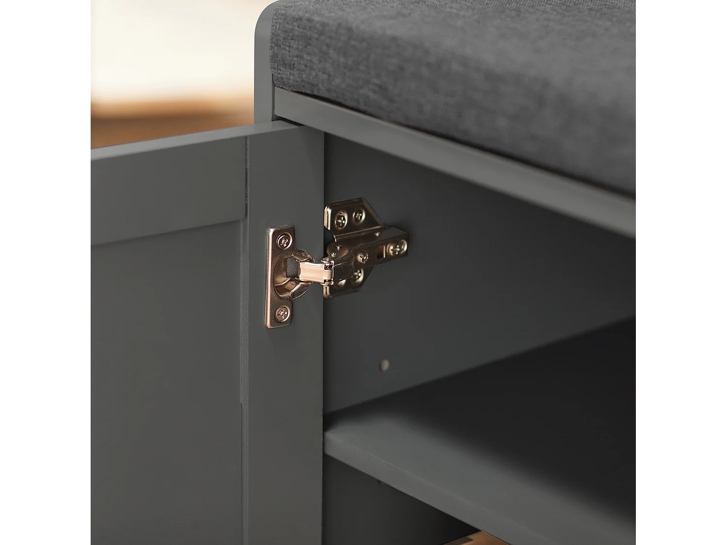 SoBuy FSR109-HG Schoenenbank Schoenenkast Schoenenkist Hal met gewatteerd kussen en verwijderbare plank - 80x36x43cm